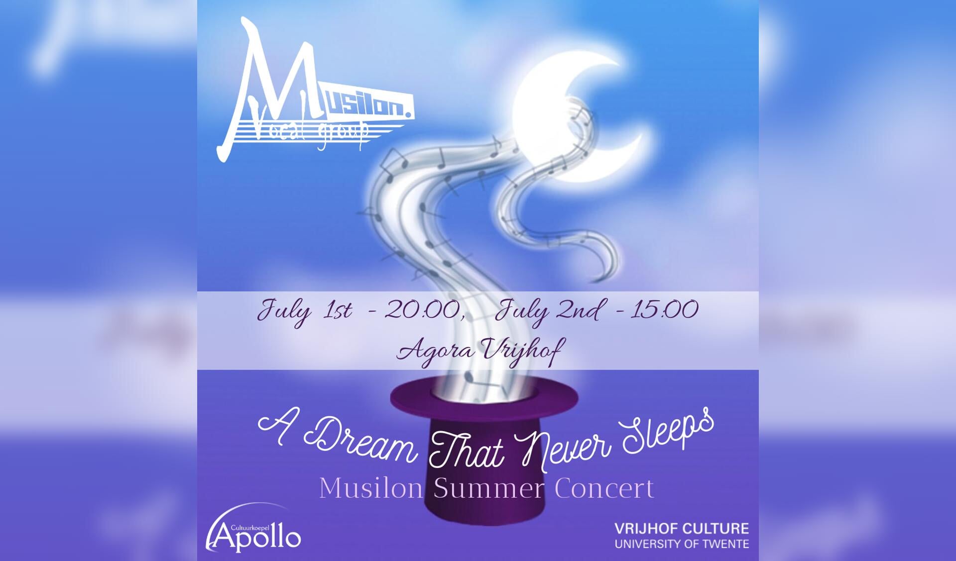 1 en 2 juli, Musilon Summer concert. A dream that never sleeps