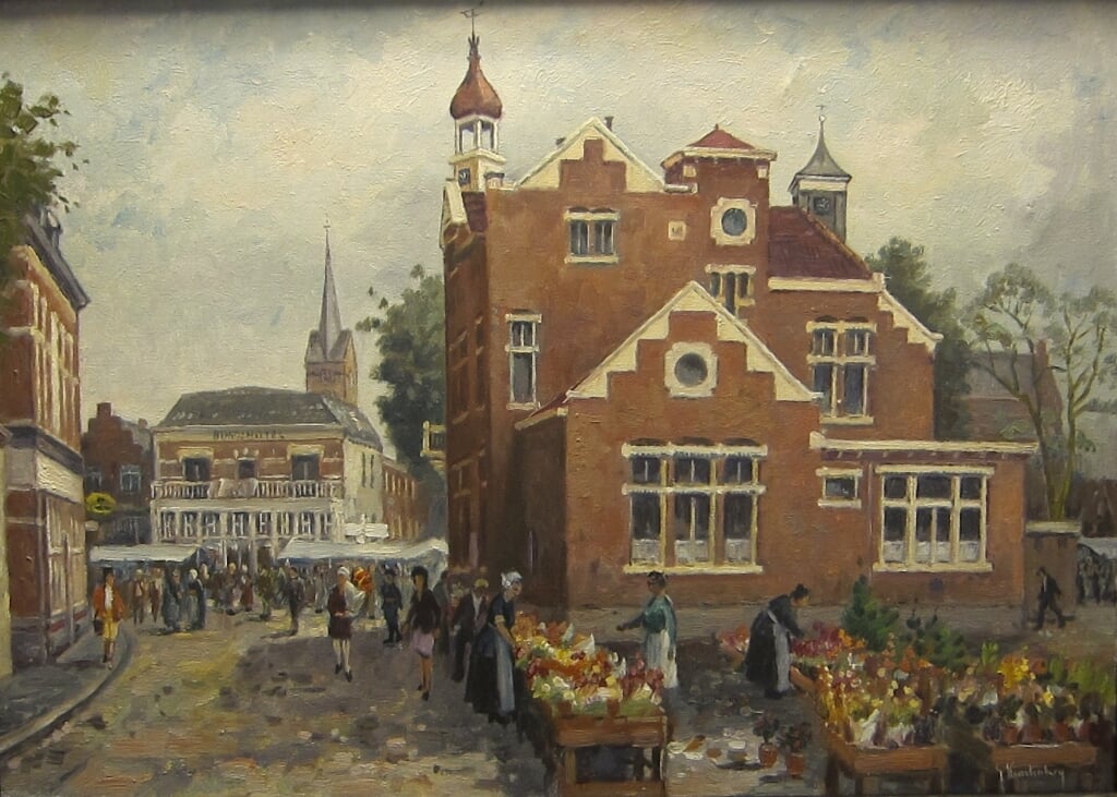 RIJSSEN - Het voormalige stadhuis van Rijssen geschilderd door Gerrit Kwintenberg.