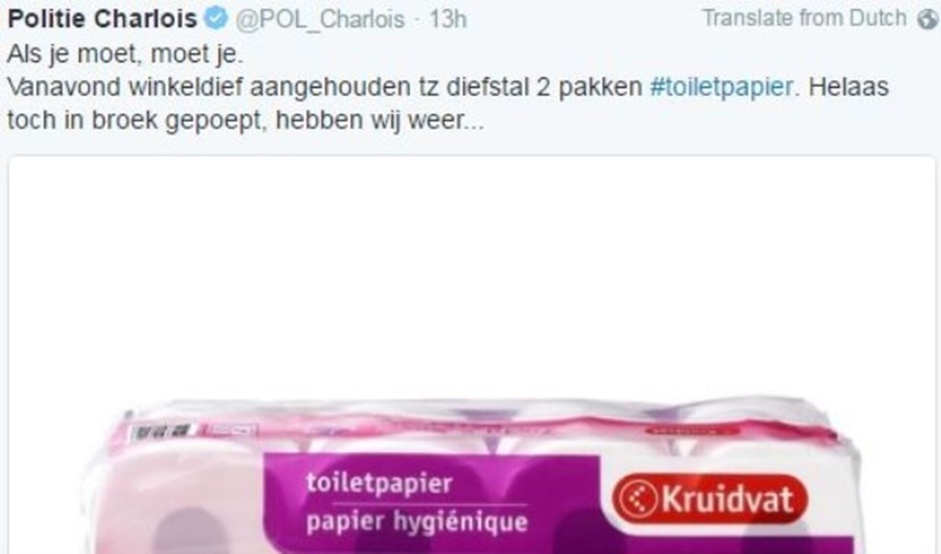 Tweet politie Charlois