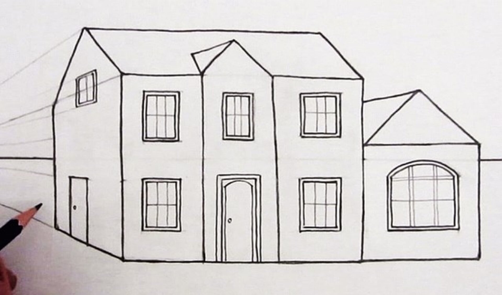 Tekening van een simpel huis