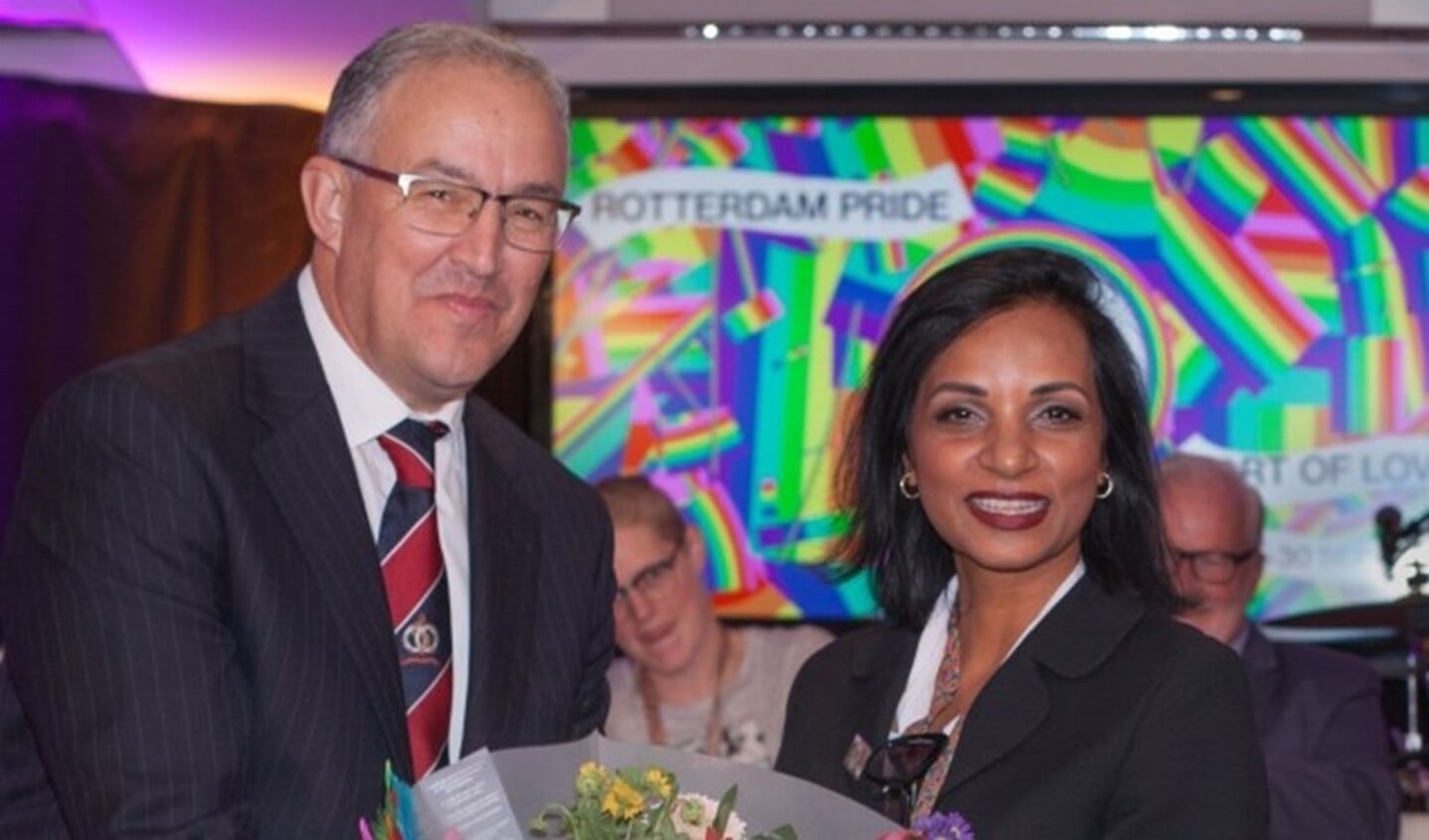 Burgemeester Aboutaleb met Dr. Anita C. Nanhoe, voorzitster Rotterdam Pride 
