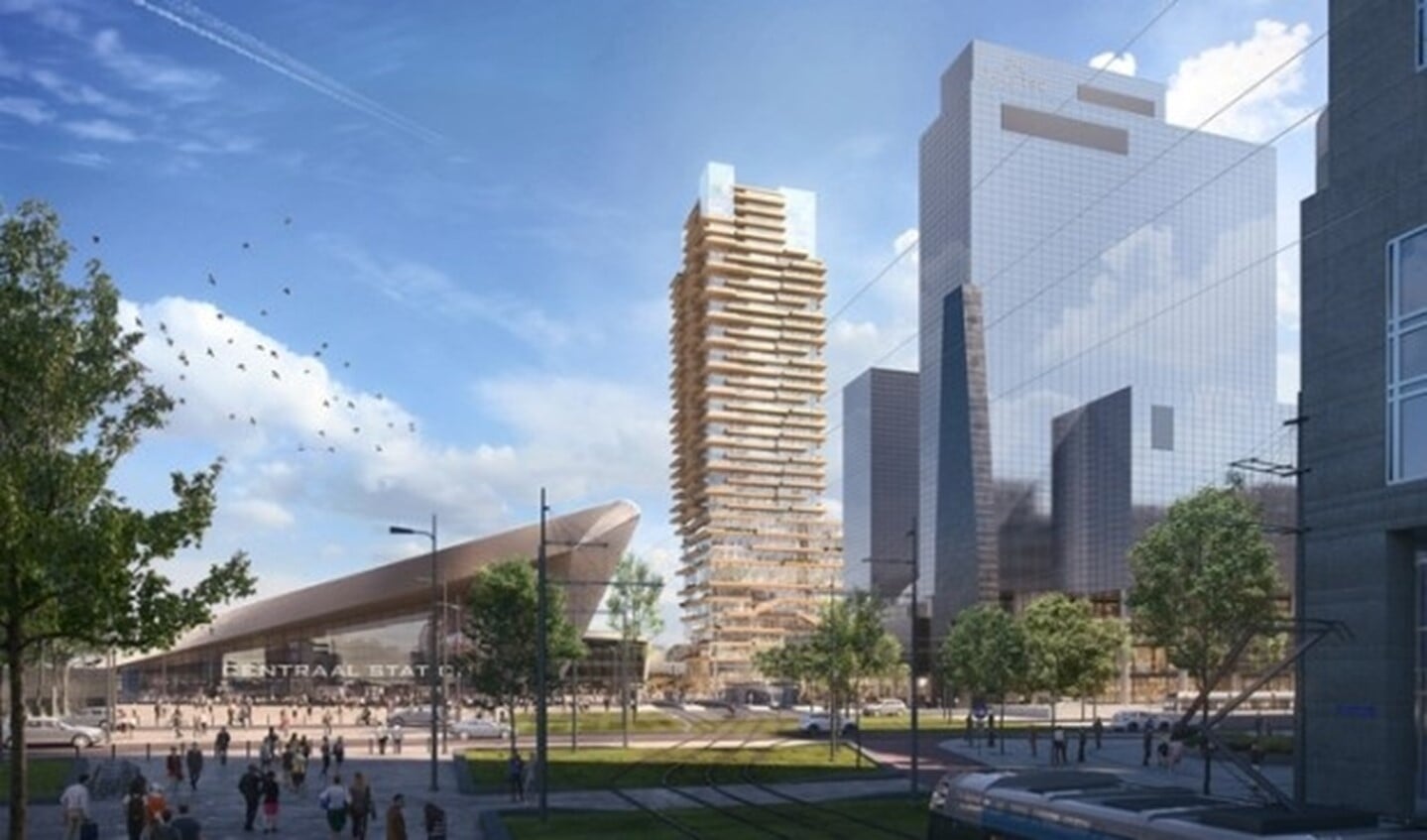 Tree House tussen Central Post, de Delftse Poort en Rotterdam Centraal.