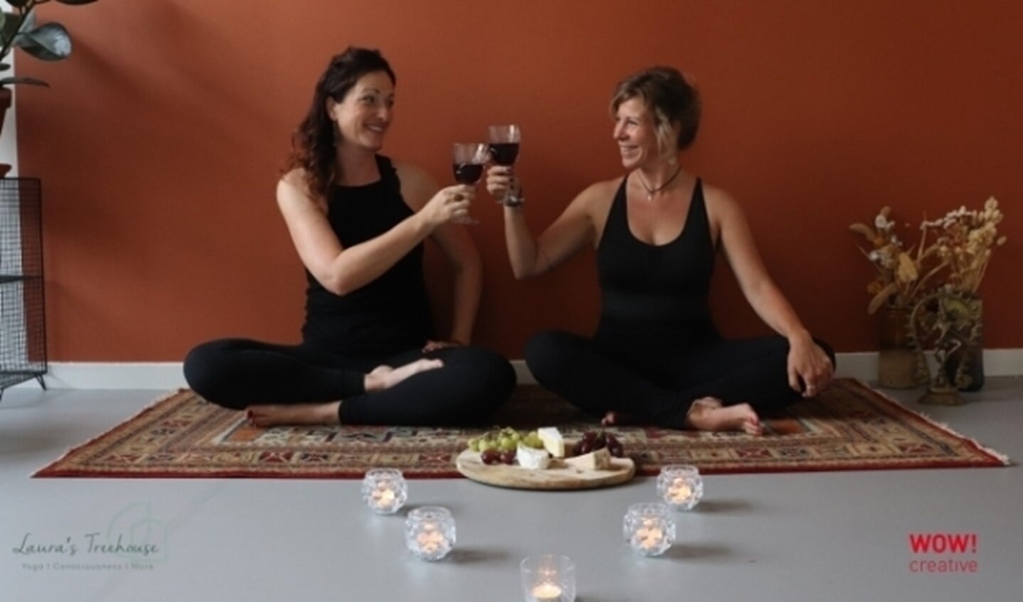Yoga en wijn gaan gewoon samen op vrijdag 28 februari. Foto: Lianne Huizing
