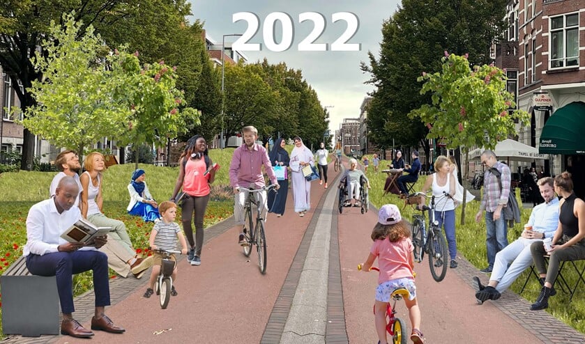 <p>Op 31 oktober organiseren de Walenburgerweggers in hun straat een protestbrunch tegen de onveilige verkeersplannen. Zij zien de toekomst liever zo. Foto: pr</p>
