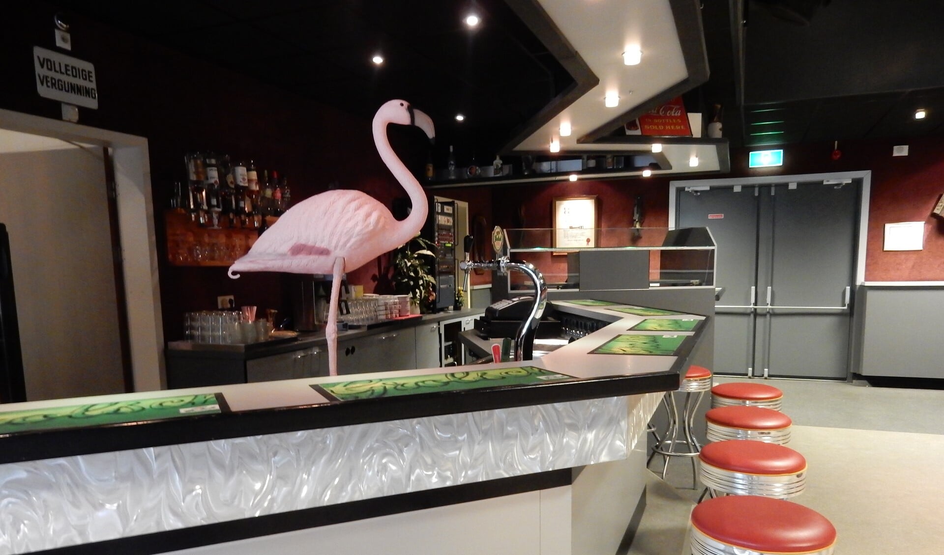 De Flamingo staat nog wel op één poot, maar wankelt en dreigt zelfs om te vallen. Foto: Joop van der Hor