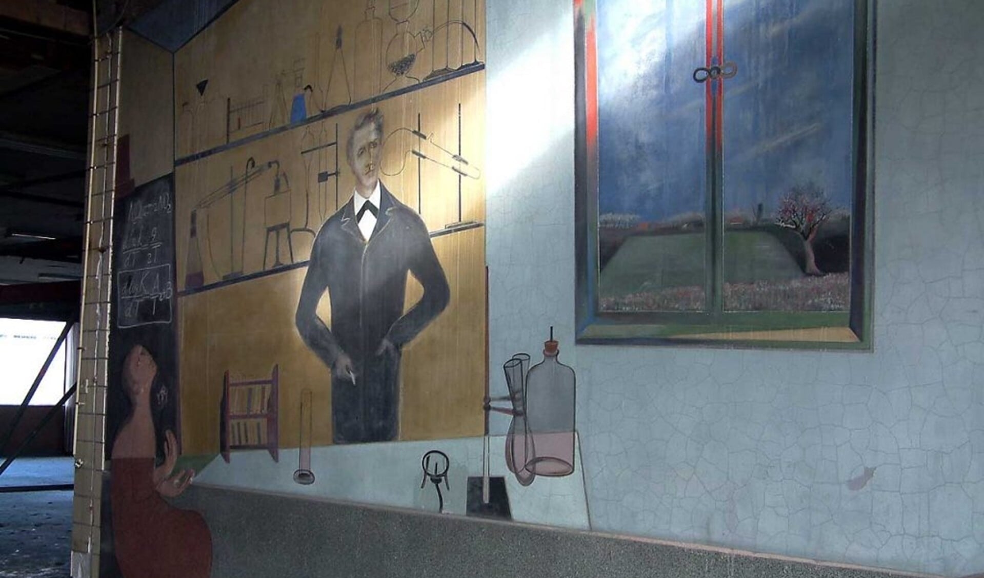 De wandschildering van Dolf Henkes in een gebouw van de Hogeschool Rotterdam is nu gesloopt (afbeelding is uit 2005). Foto: Kunstcommissie Hogeschool Rotterdam