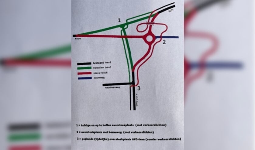 de wegomlegging met fietspad