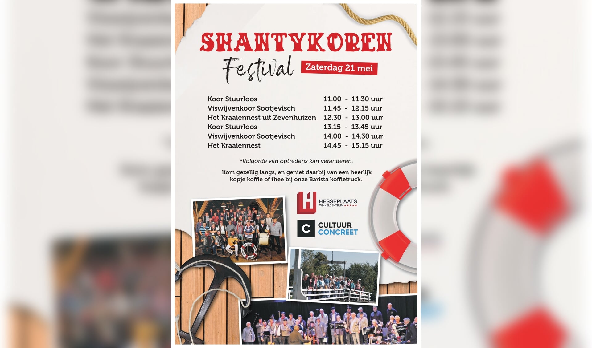Shantykoren-festival op zaterdag 21 mei op de Heseplaats in Rotterdam-Ommoord.