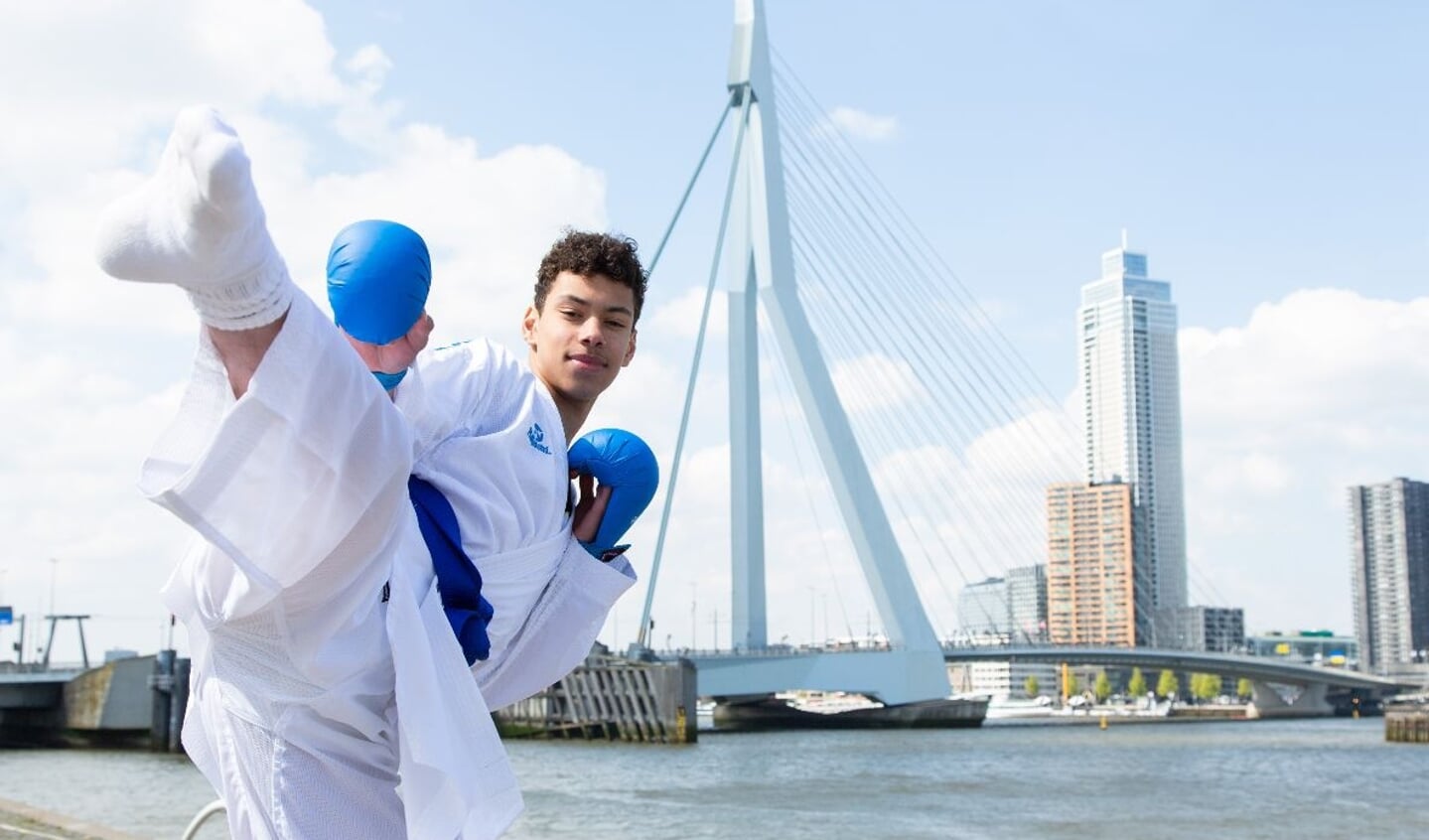 Karateka en Sporttalent van het jaar 2021 Ricardo Franken (15) is één van de talenten die al een crowdfundingscampagne gestart is. Foto: pr