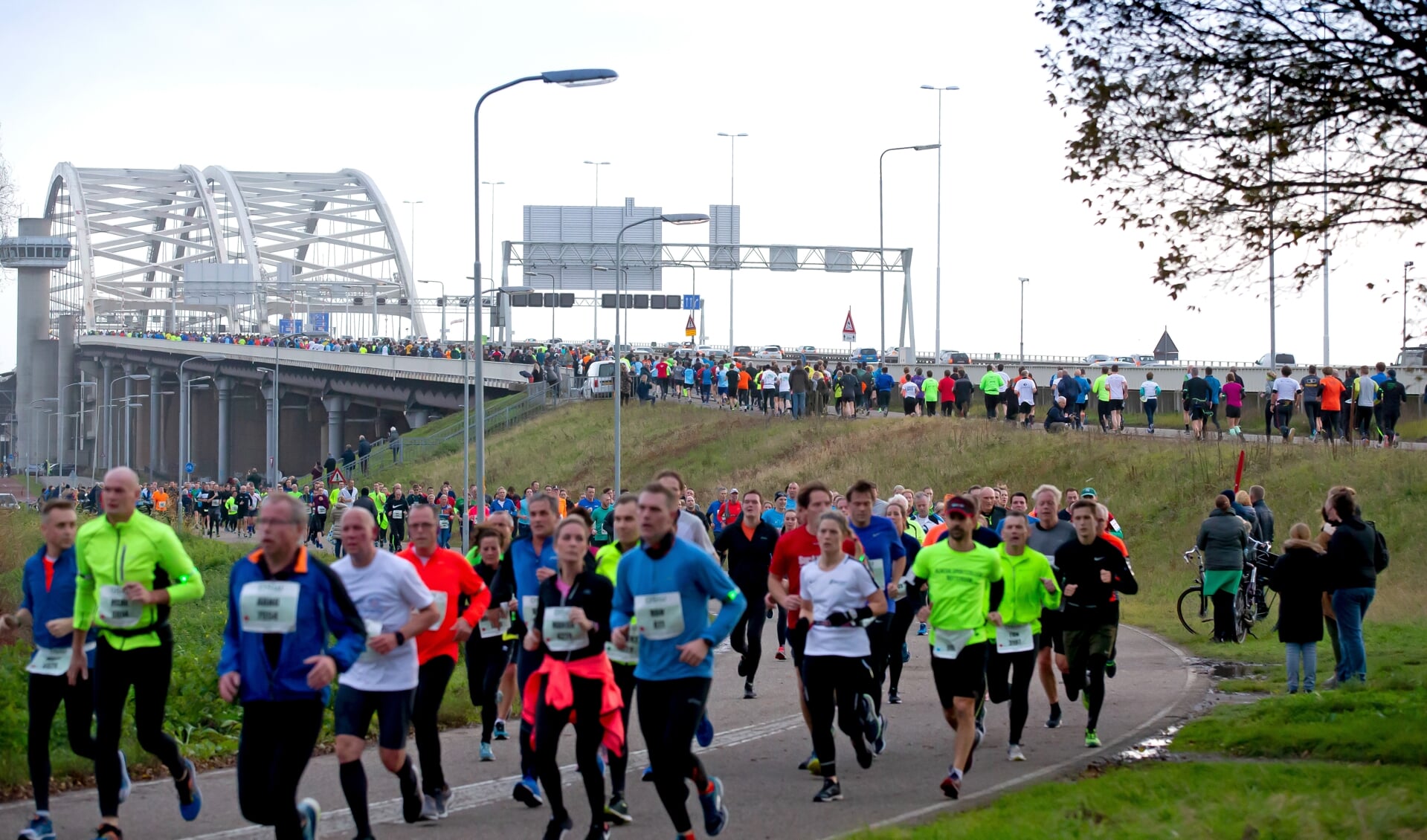 Lopers krijgen tijdens het 15km lange parcours te maken met zes Rotterdamse bruggen. Foto: Bart Hoogveld