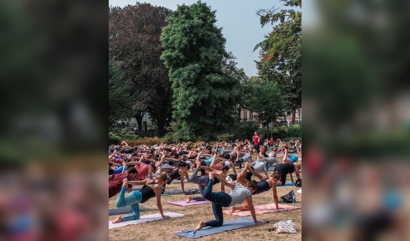 Yoga op het dak van Het Nieuwe Instituut