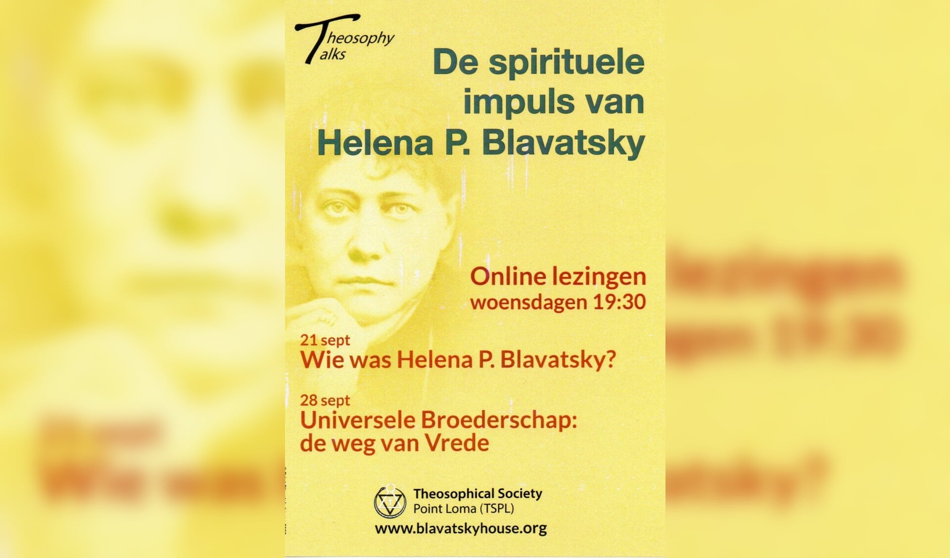 Online lezingen over 'De spirituele impuls van Helena P. Blavatsky'