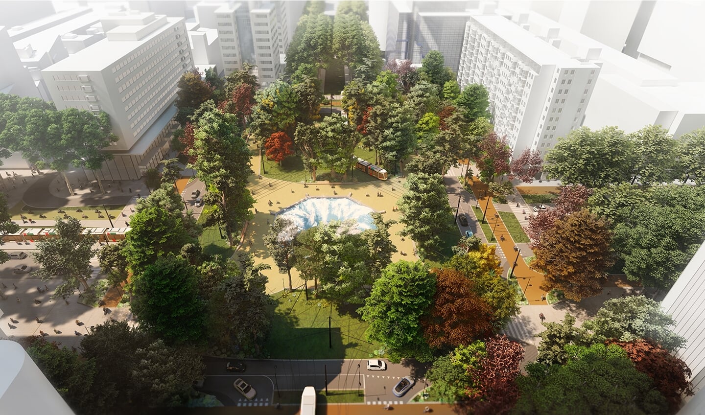  De belofte: Het Hofplein wordt een groen parkje en we mogen zitten op de rand van de fontein.