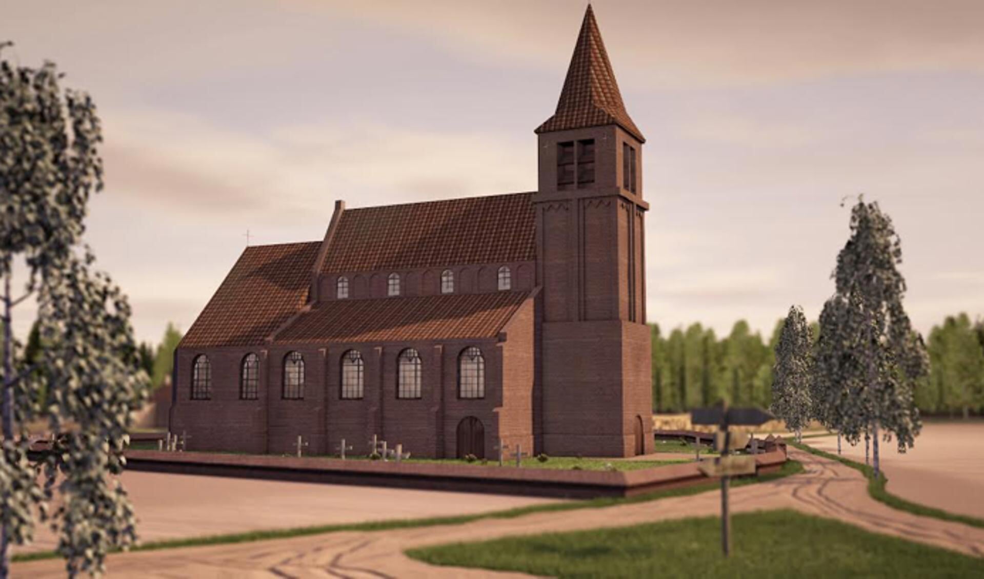 Een reconstructie van de middeleeuwse kerk op Het Hof in Lieshout
