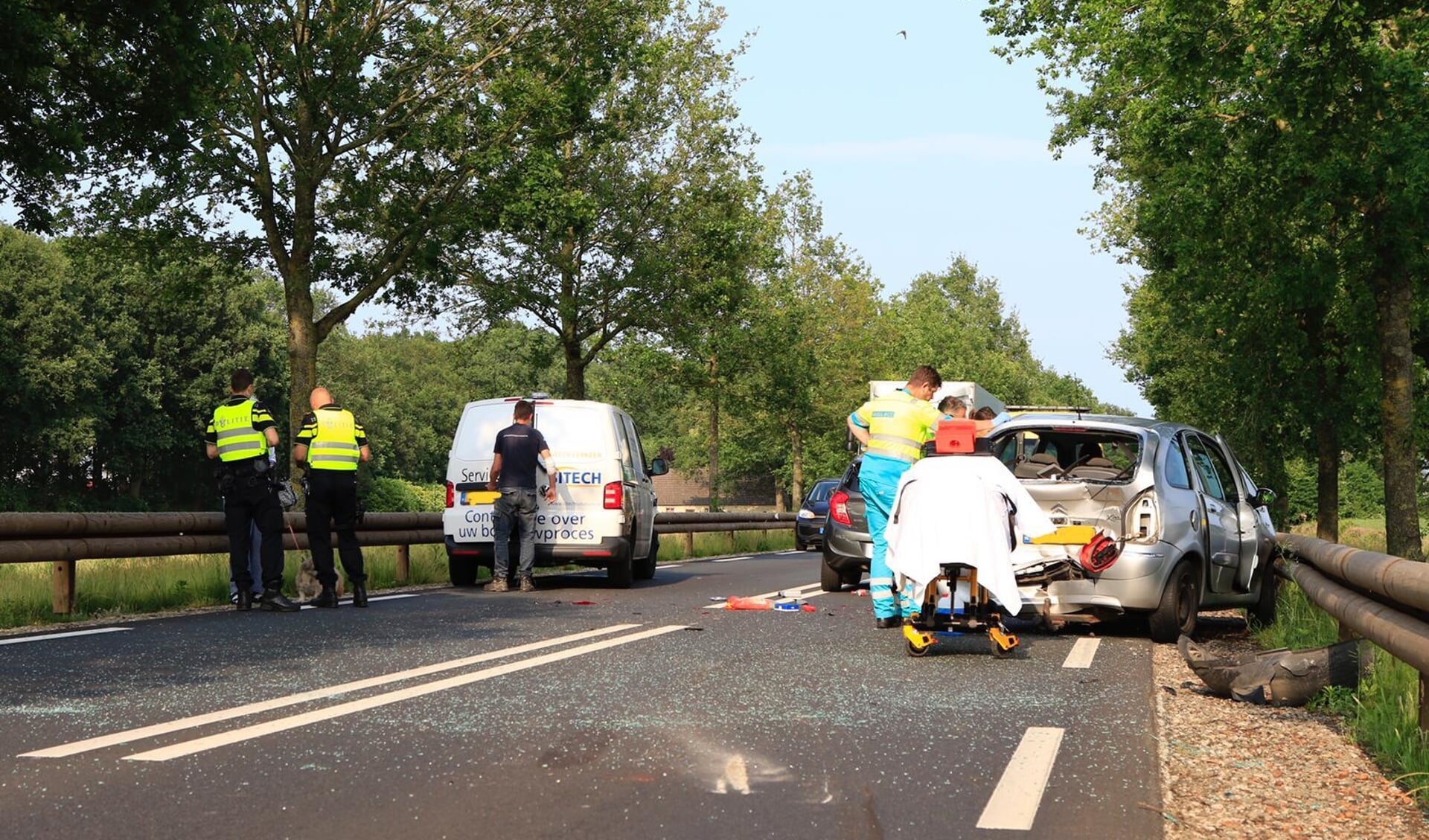 Een ongeluk op de N615, ter hoogte van Lieshout (juni 2019)