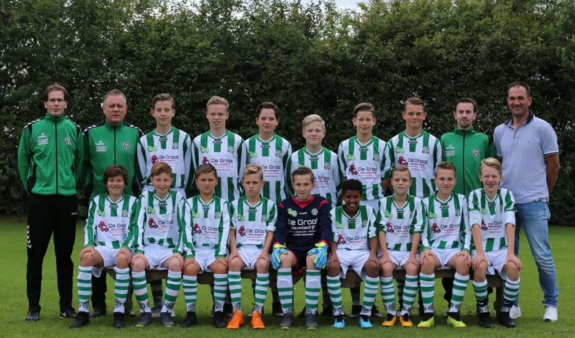 De JO14-1 van Sparta’25 staat er weer prachtig op. Dankzij Stersponsor Bouwbedrijf Terry de Groot heeft dit team de komende jaren een mooi tenue. Dit team staat als een huis | Fotonummer: d40fc2