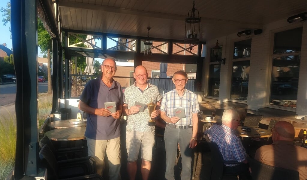 V.l.n.r: Jan Keuten (tweede plaats), Willy Barten (kampioen) & Benny van den Berg (derde plaats)

