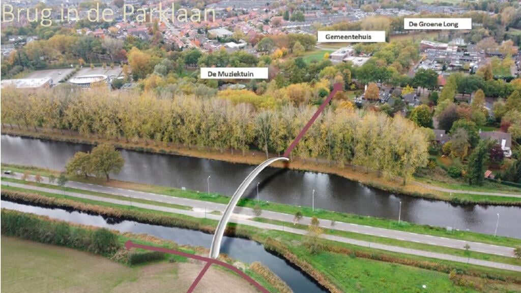 Visualisatie van een mogelijkheid voor de voetgangersbrug over Zuid-Willemsvaart