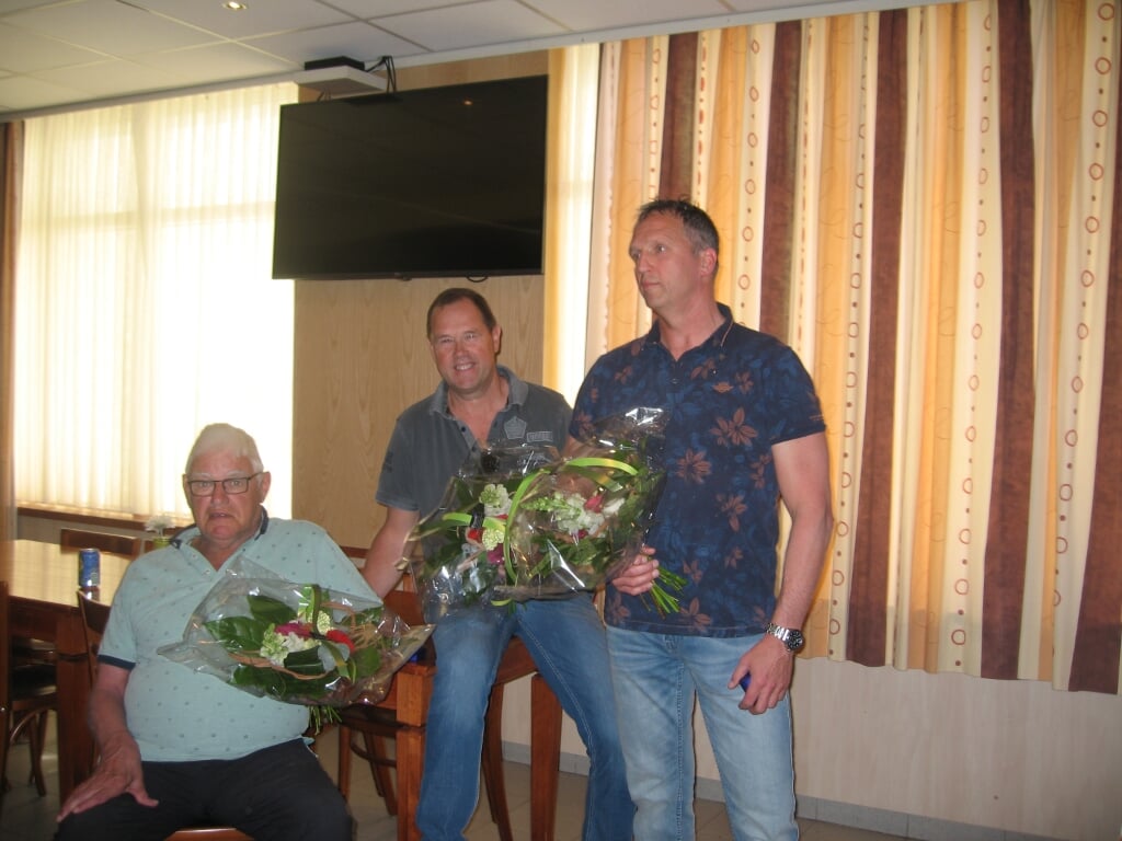 50-jarige jubilarissen Toon van Zundert, Harold van Bommel, Hans Verbakel