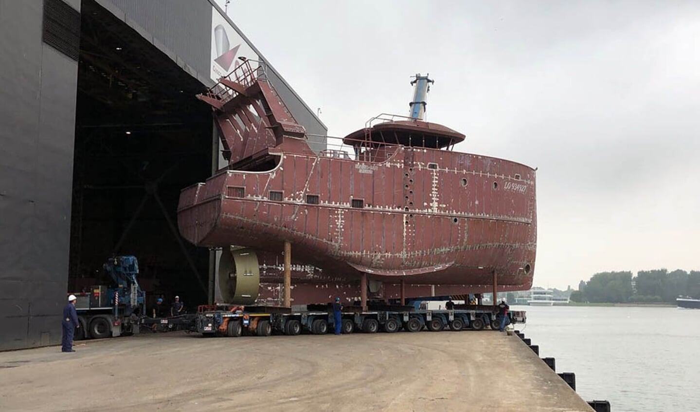 Foto: C. Hameeteman - De tewaterlating van de u2018Marie Louu2019 bij cascobouwer CSR in Rotterdam.