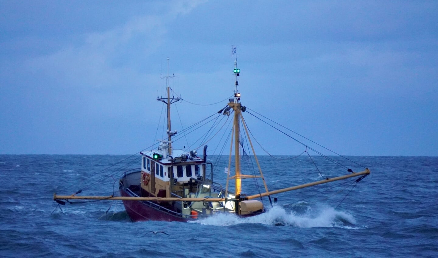 H De garnalenkotter ZK 37 'Aldert van Thijs' in niet zulks mooi weer... (Foto: Koos de Visser)