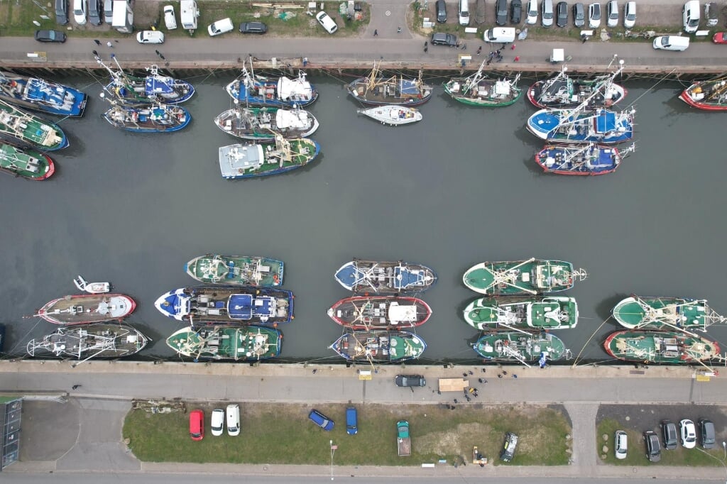 H Tientallen garnalenkotters in de haven van het noord-Duitse Büsum vragen aandacht voor de belabberde economische omstandigheden voor de visserij en de wurgende bureaucratie.