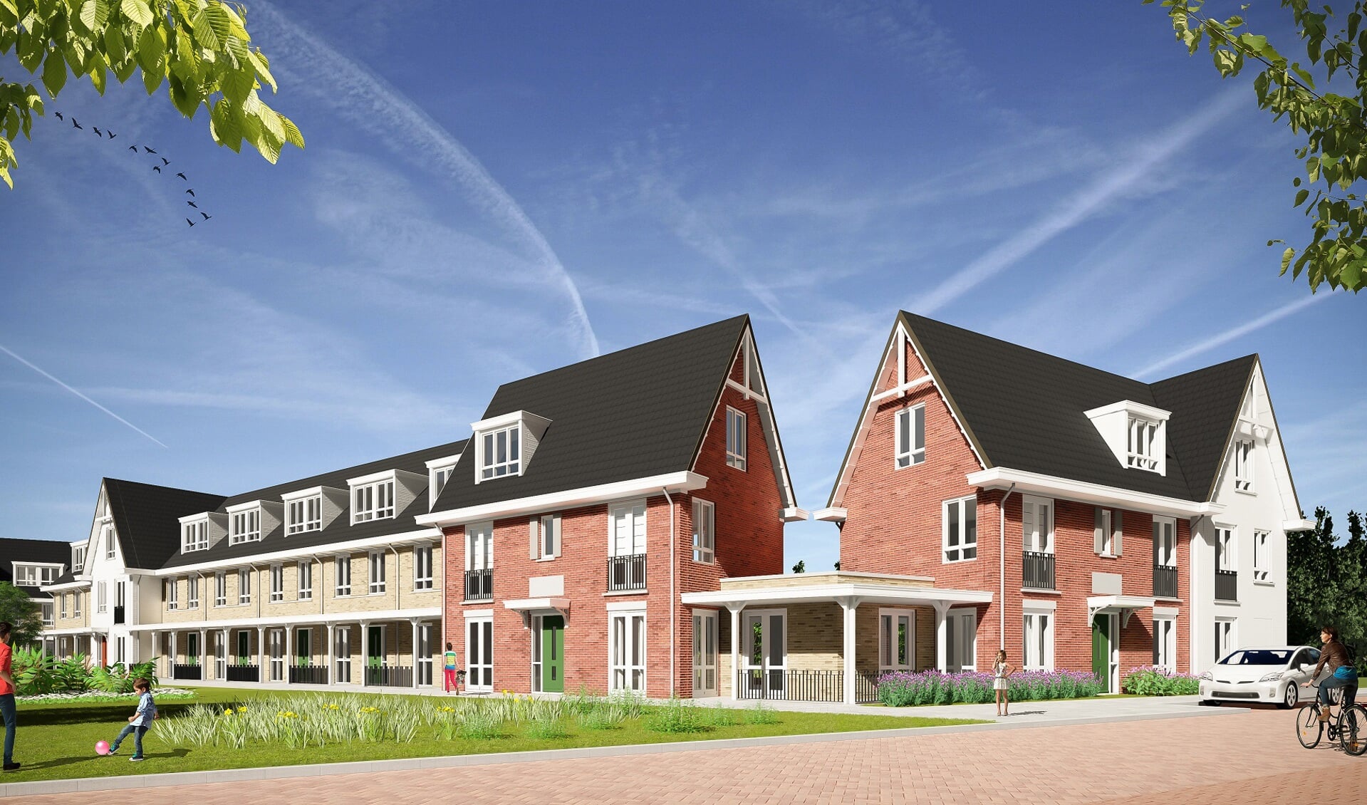 De volgende fase in Hooghkamer wordt gebouwd. Op de foto een impressie van de woningen Sonate, waarvan afgelopen zomer de bouw is gestart. | Foto: pr./ http://www.hooghkamer-voorhout.nl