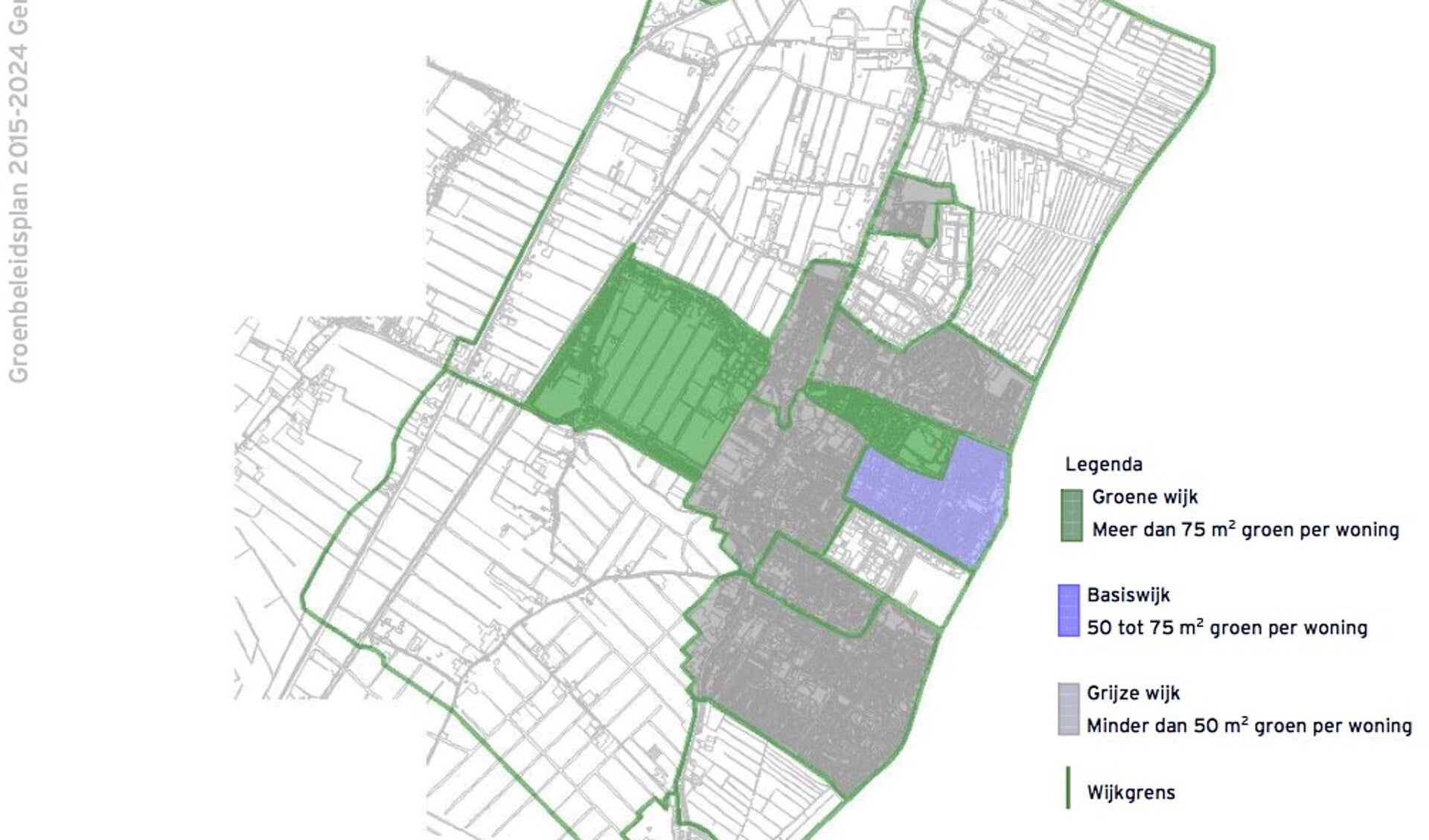 Slechts twee wijken in Hillegom voldoen aan de norm voor Groene wijk. | Foto: groenbeleidsplan 2015-2024