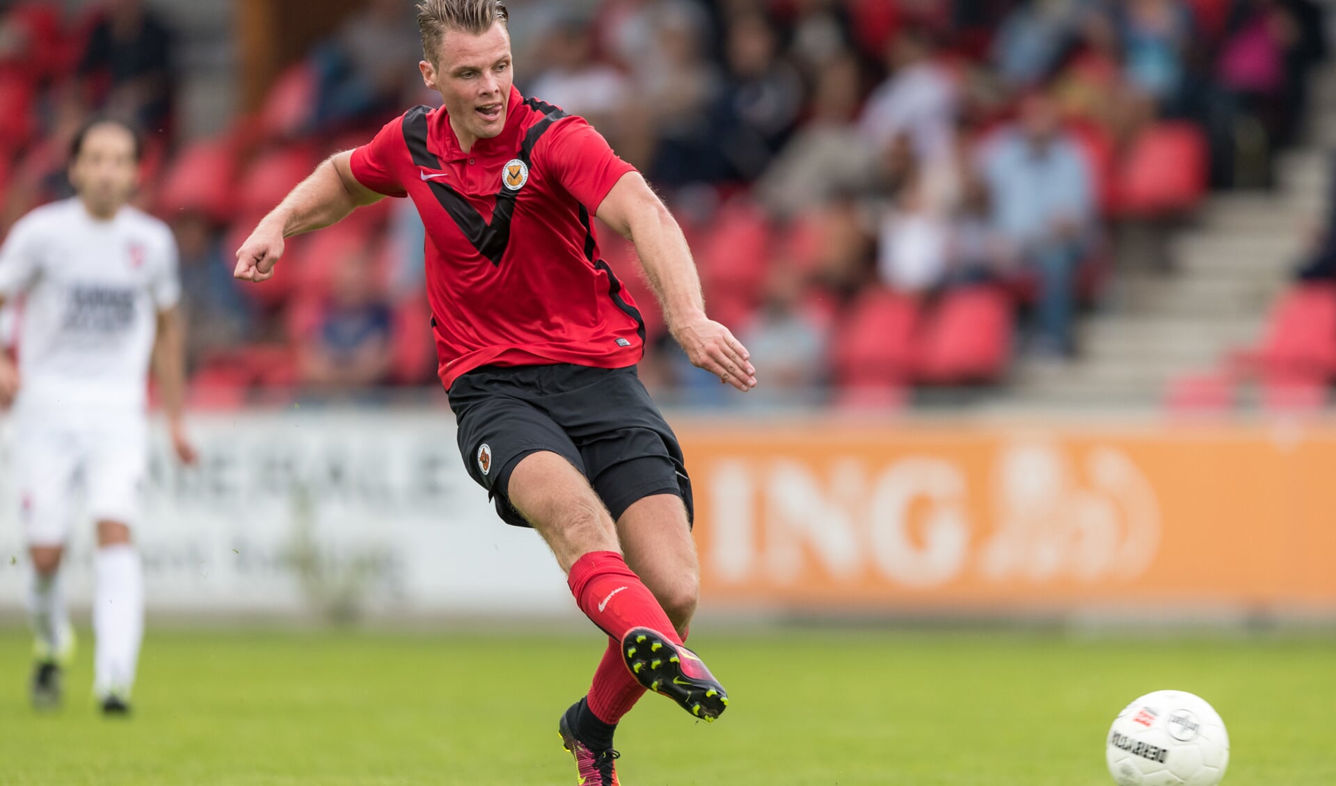 Pieter Koopman hier nog in het rood/zwart op 25 september vorig jaar in de wedstrijd AFC-TEC. | Foto: Orange Pictures / Toon Dompeling