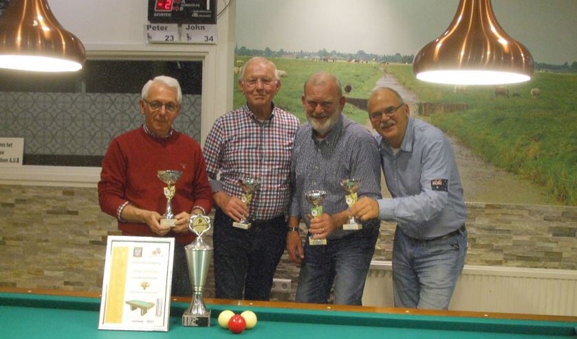 V.l.n.r. kampioen Amy Brussee, Aad van Mil, John Tijssen en Peter van der Heijden.