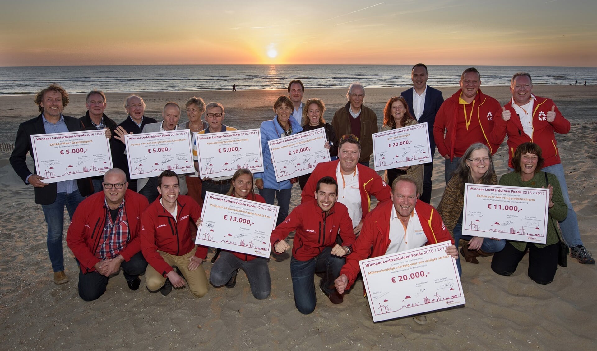 De winnaars van de tweede kiesronde van het Eneco Luchterduinen Fonds. | Foto: PR