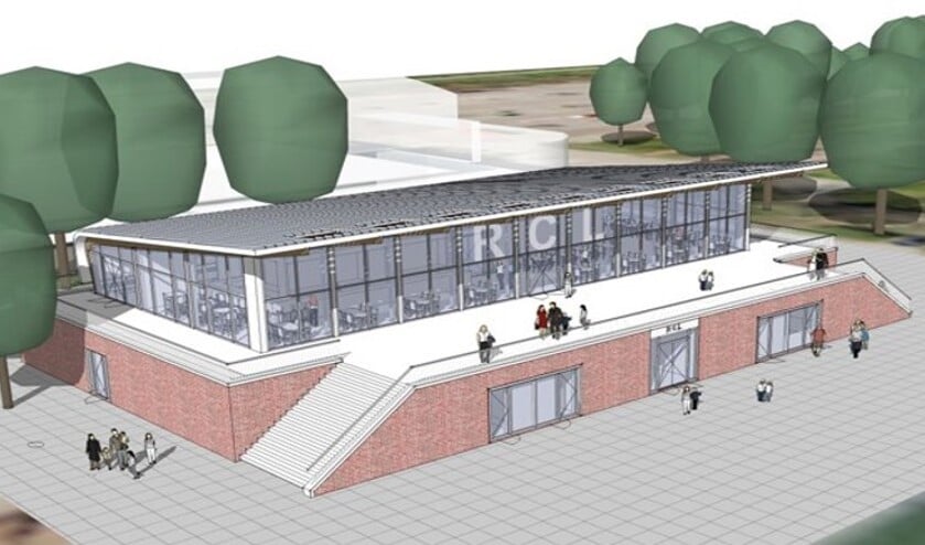 Een artist's impression van het nieuwe clubgebouw van RCL, dat eind dit jaar klaar moet zijn.
