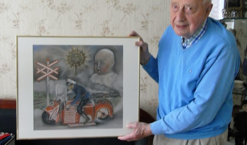 Jan Mulder exposeert in de bibliotheek met zijn tekeningen.