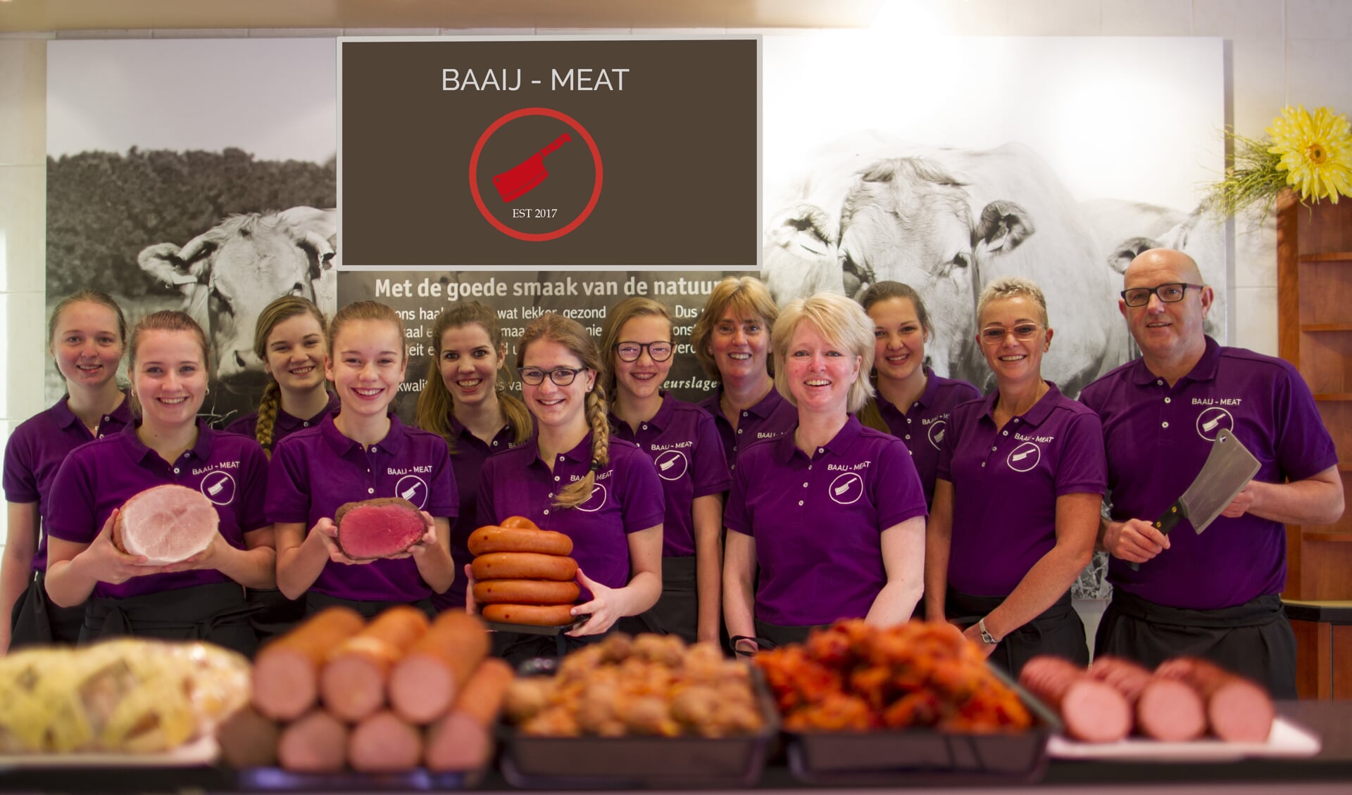 Vertrouwde gezichten voor de klanten: het team van Keurslager Van der Meer blijft in de winkel werken. | Foto: pr