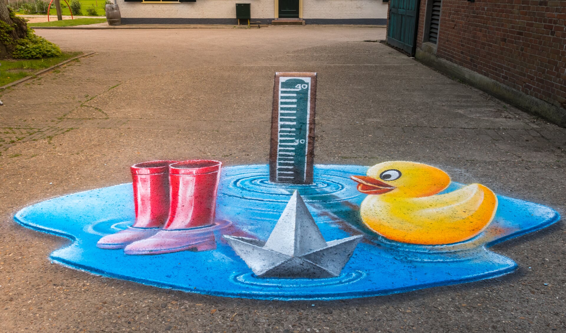 De 3D-tekening op het terrein van Kasteel Keukenhof.