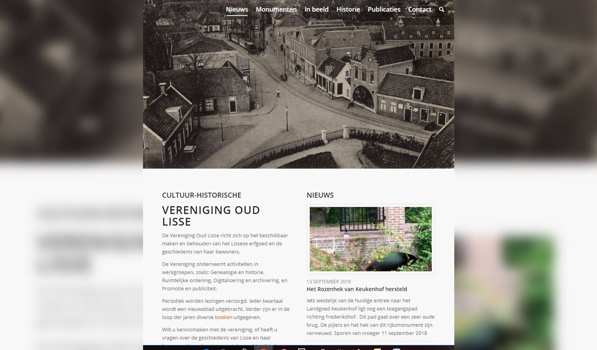 Een gedeelte van de startpagina van de nieuwe website oudlisse.nl van de VOL.