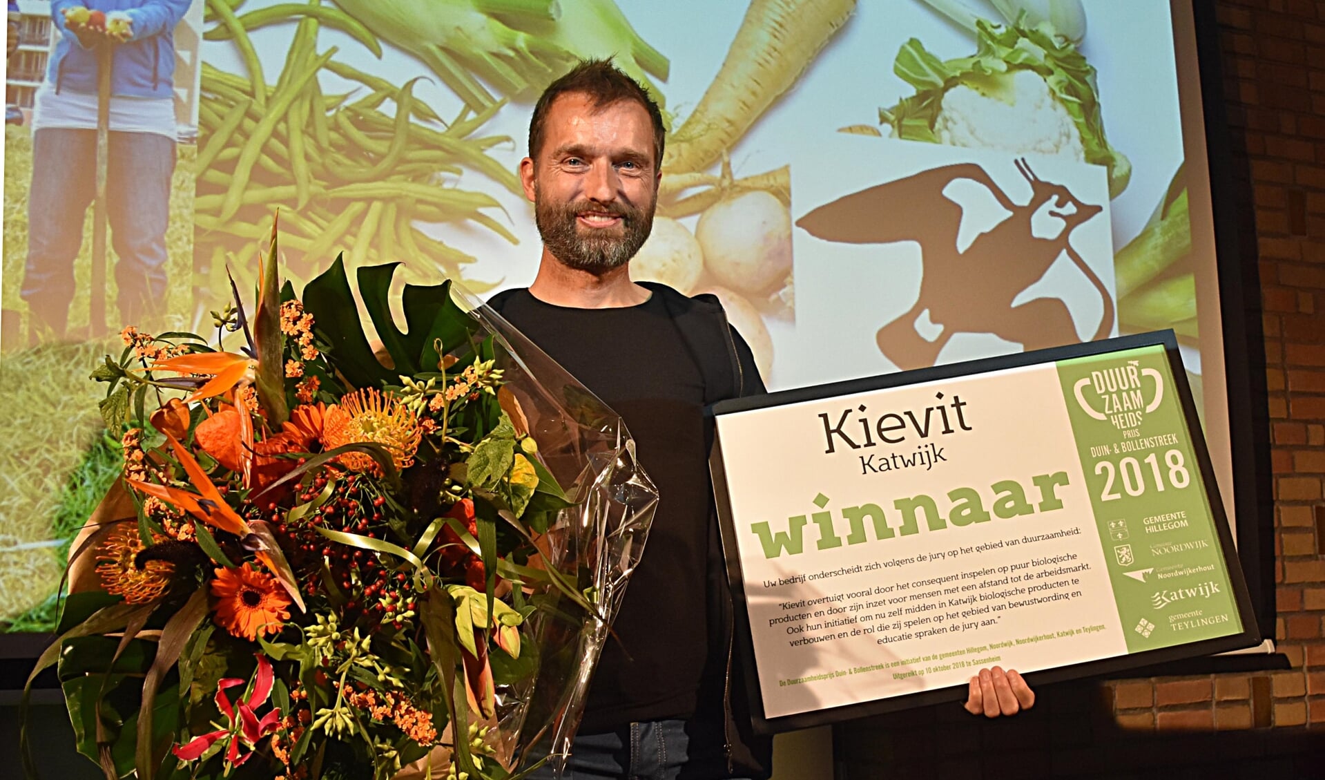 Sebastiaan Bos van Kievit won de Duurzaamheidsprijs Duin & Bollenstreek. | Foto: Piet van Kampen