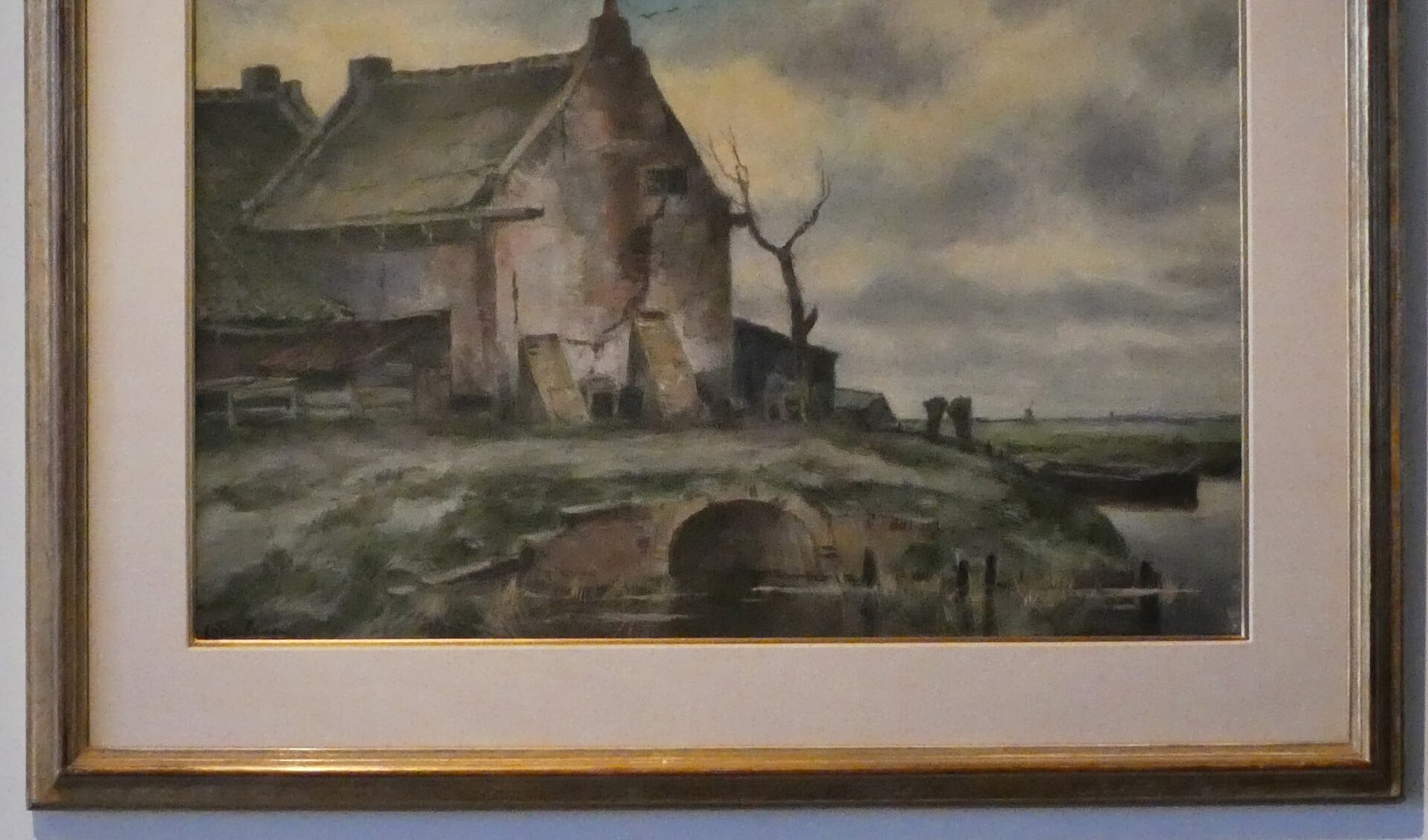 De aquarel van Jan Roelandse waarop hij de in 1964 gesloopte boerderij van Samsom vastlegde. 