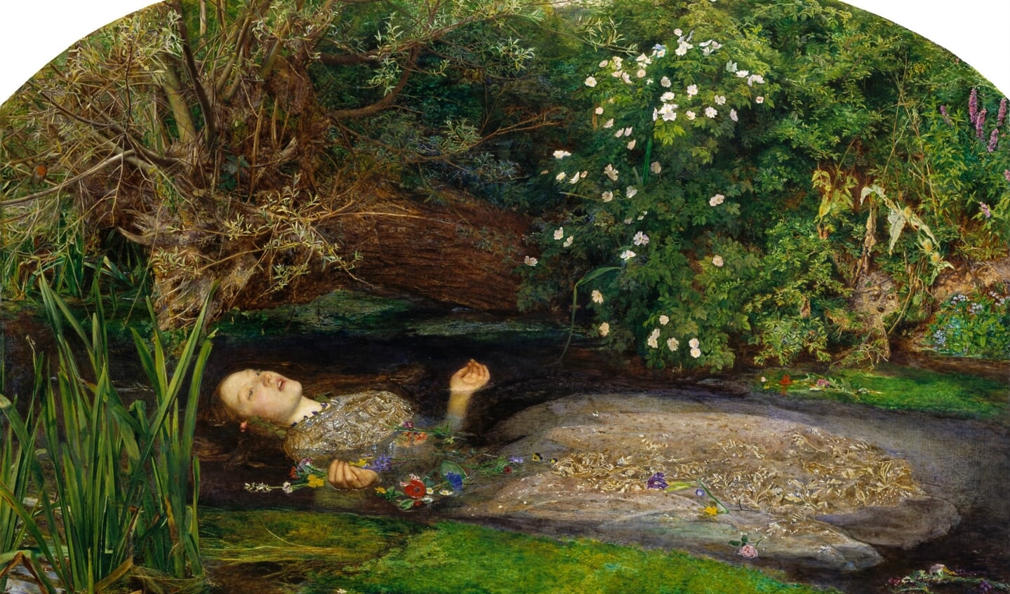 Het werk van Millais, Ophelia.