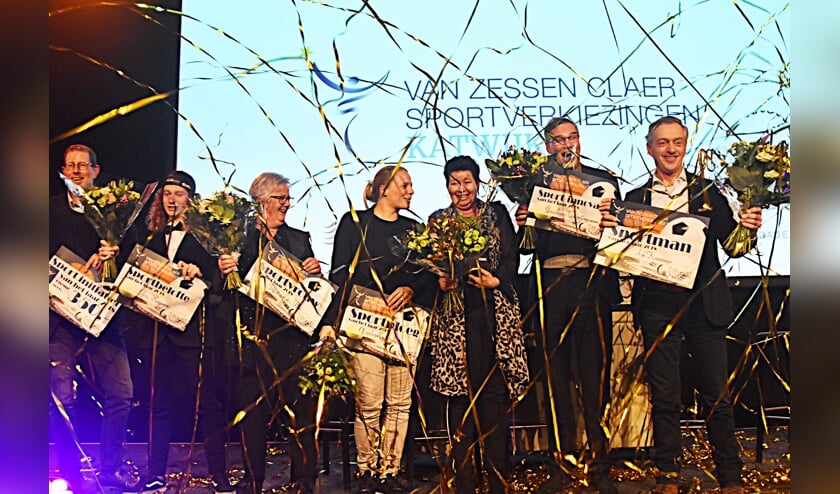 de winnaars van de Sportverkiezingen 2018 bij elkaar op het podium. | Foto: Piet van Kampen