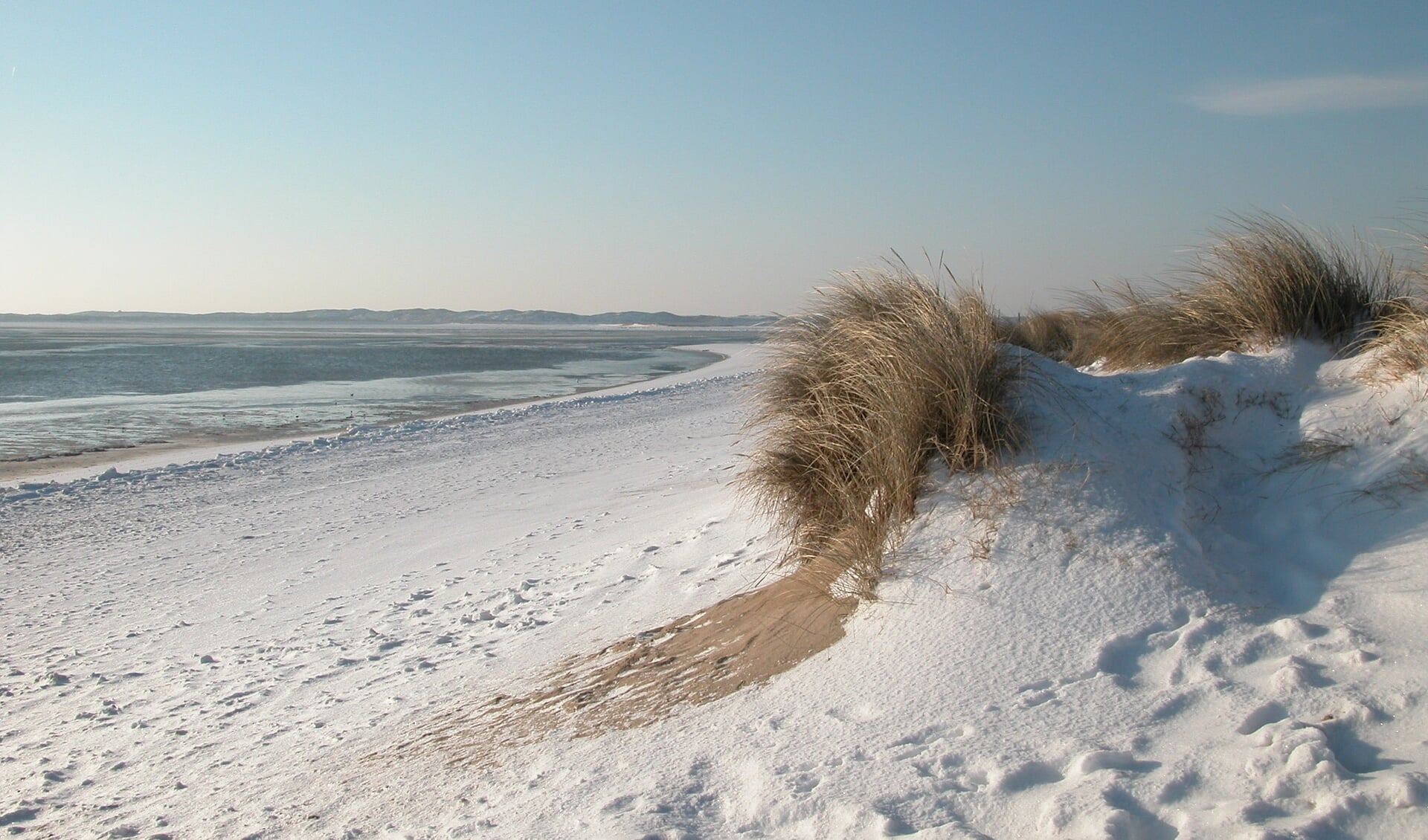 Een duik in de Noordzee op nieuwjaarsdag is inmiddels al jarenlang een traditie. Maar er ligt eigenlijk nooit sneeuw tijdens die dag, ook dit jaar niet.