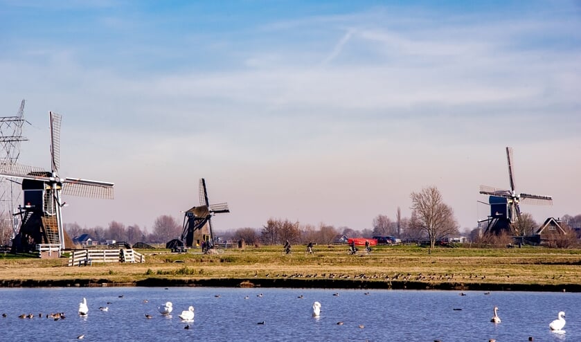 <p>De fietsroute zal ongetwijfeld leiden langs de molens in de Munnikkenpolder. | Foto: J.P. Kranenburg</p>