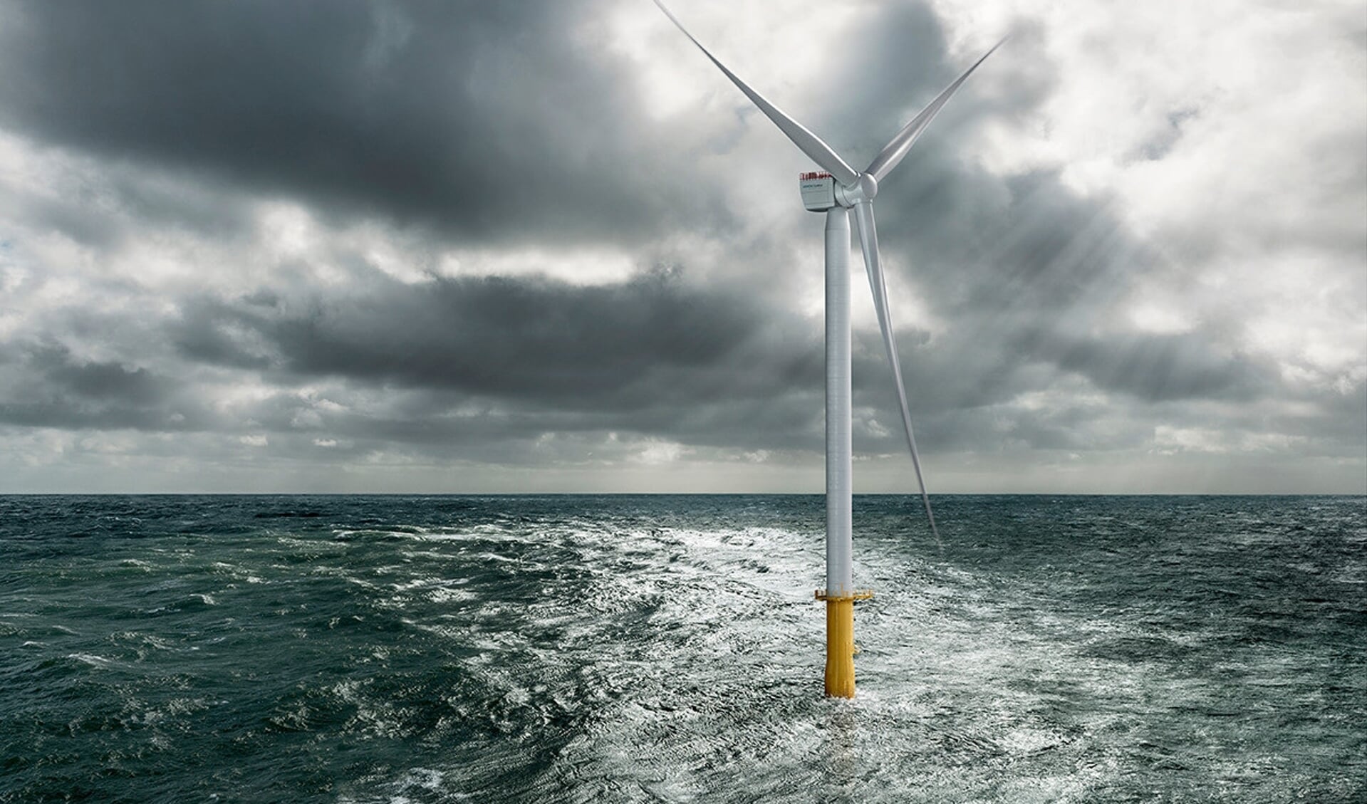 Prototype van de nieuwe generatie windmolens die voor de Katwijkse kust komen te staan.