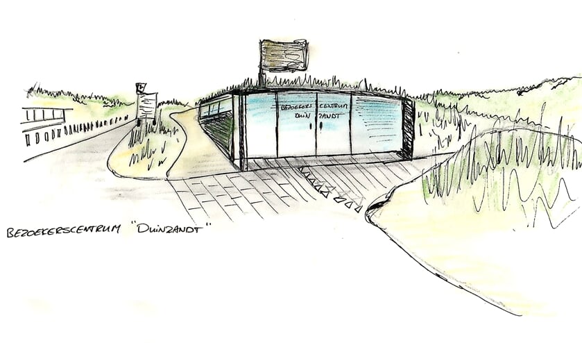 Een artist impression van het pop-up bezoekerscentrum Nationaal Park Hollandse Duinen. | Afb. PR  