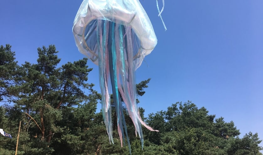 Een kwal hangt in de lucht, transformeert tijdens de performance en stort uiteindelijk neer om op de grond een celesta te bespelen.