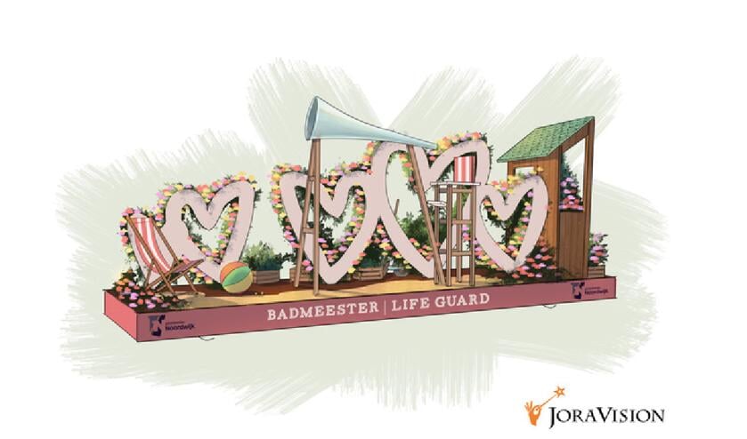Dit is een impressie van de praalwagen van de gemeente Noordwijk. | Afb.: Jora Vision