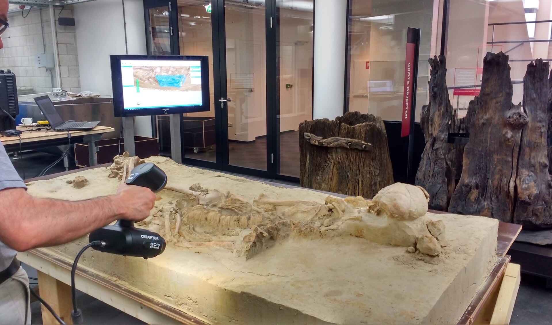 3D-scan van zevende-eeuws skelet gevonden aan de Plesmanlaan in Leiden.