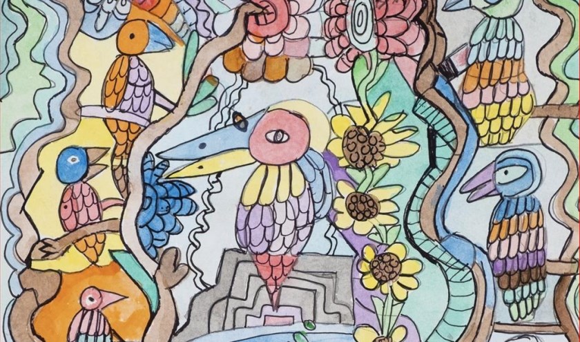 Een deel van het kunstwerk 'Paradijsvogel' van genomineerde Ron.
