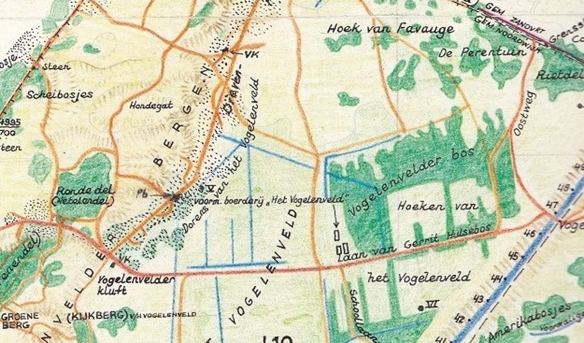 Detail getekende kaart AWD door F.P. van den Berg. | Foto: Oud de Zilck