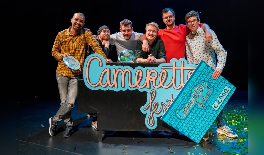 De finalisten van het Camerettenfestival. Henk Overdijk, Tobi Kooiman en Remy Evers komen naar Floralis.